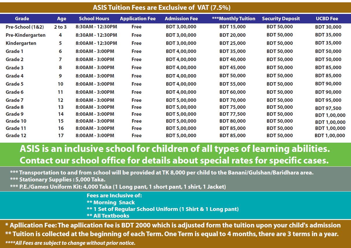 ASIS Tuition Fees